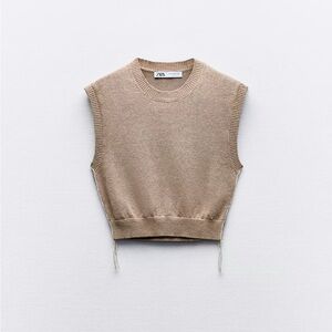 Zara Contrast TopStitch Knit Top